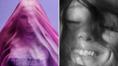 A split image of the album covers for Madonna's "Confessions II" and Ariana Grande's "Petal"
